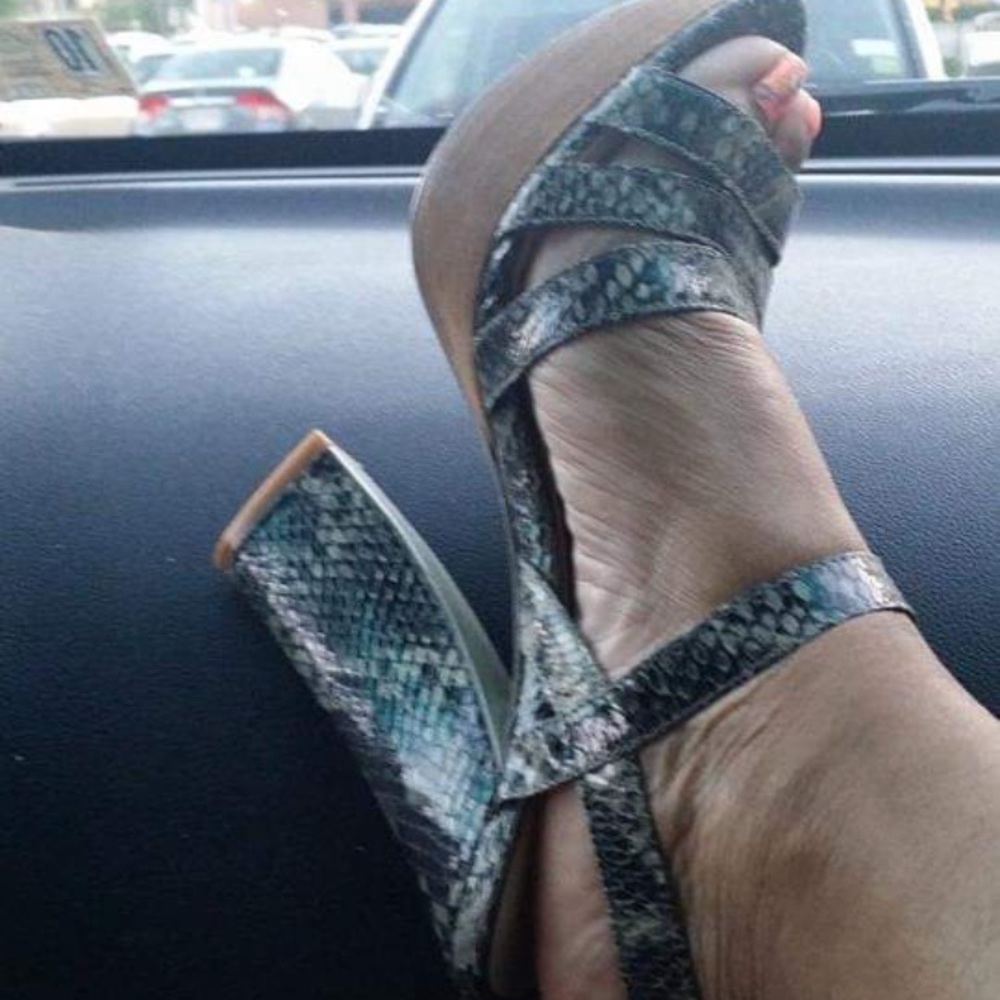 Snake skin high heeled sandals - Audrey Brooke